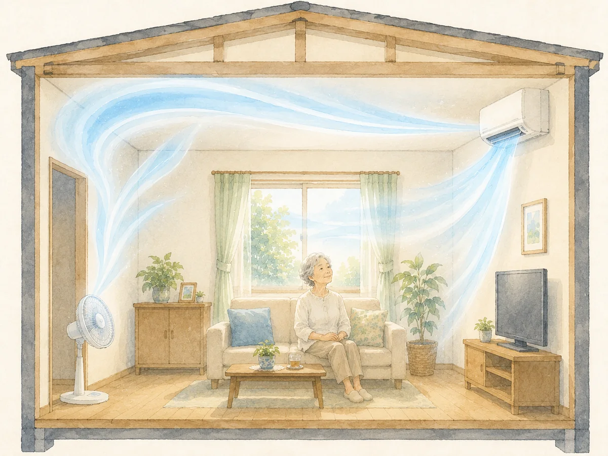冷房時の正しい風向きと扇風機の使い方